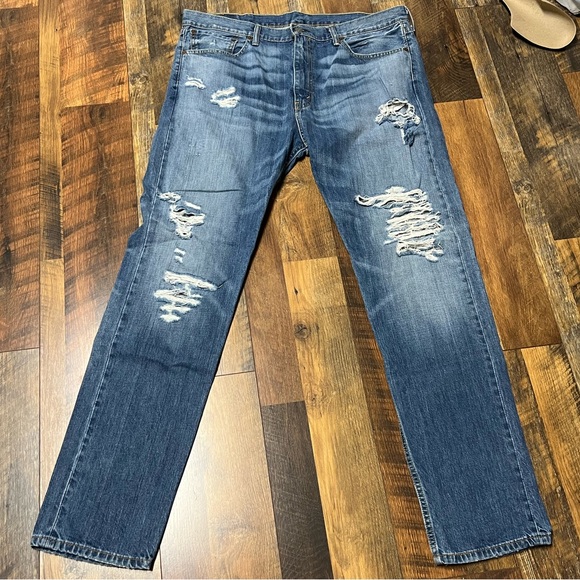 Levi's Men's Ripped Blue Skinny Jeans - Picture 1 of 3